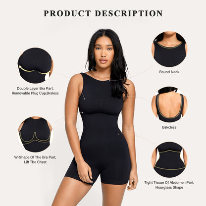 Round Neck Low Back Bodysuit