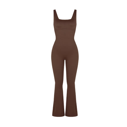 Square Neck U-Back Flared Jumpsuit