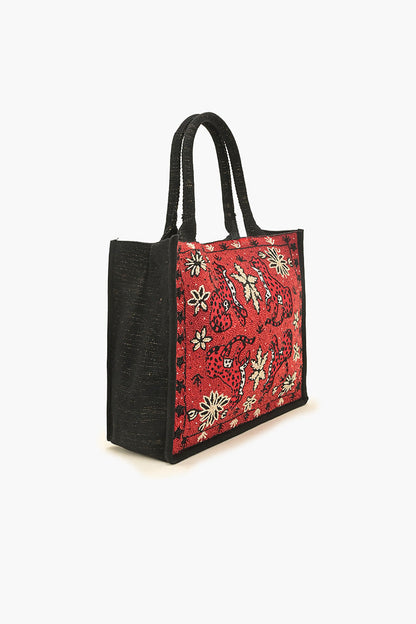 Leopard Scarf Beaded Book Tote