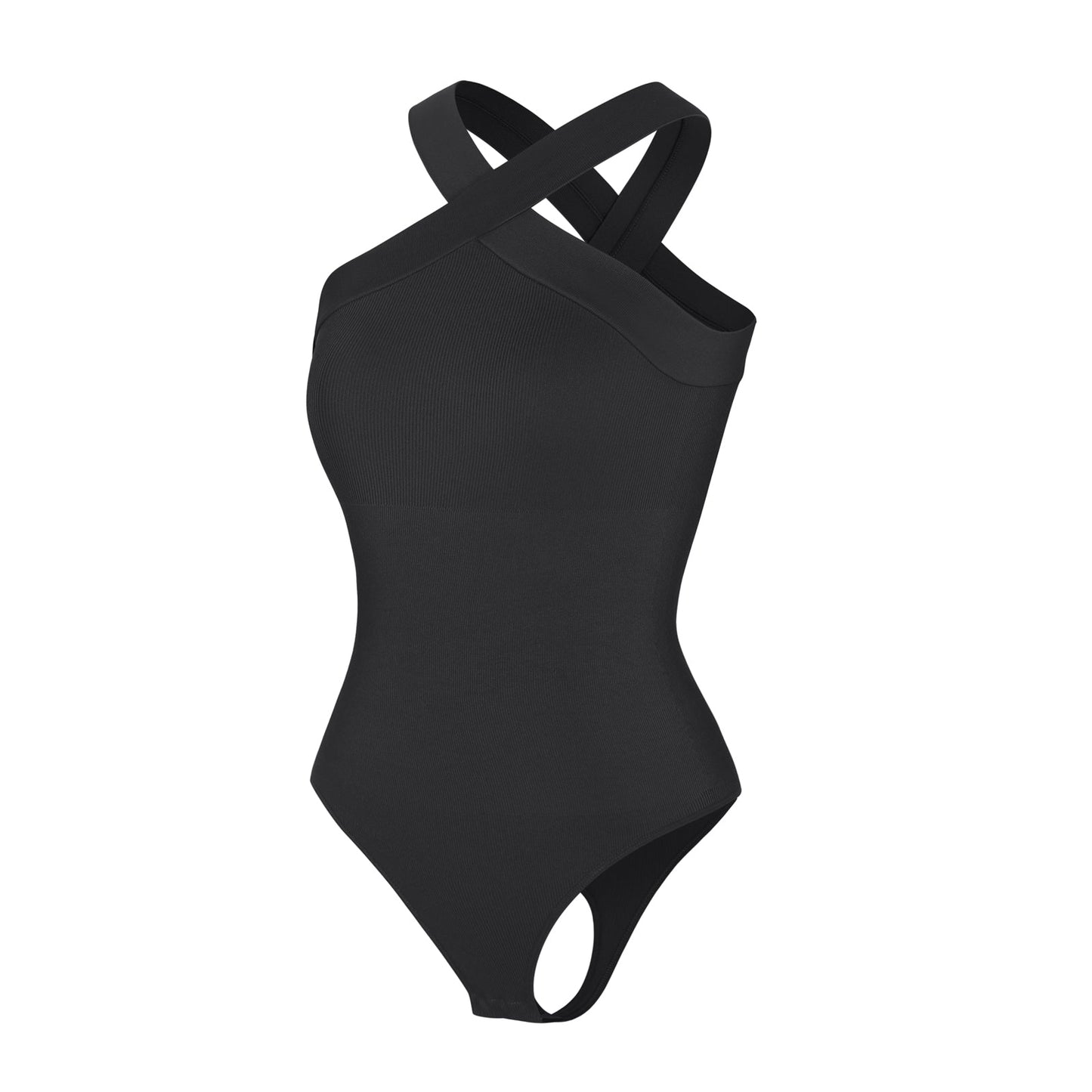 Crossover Halter Shapewear Bodysuit