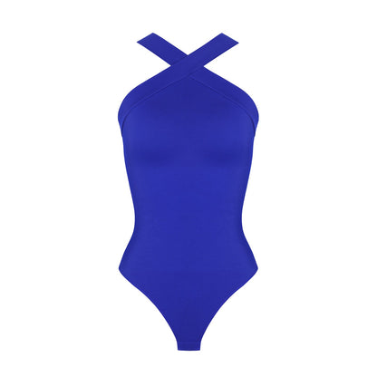 Crossover Halter Shapewear Bodysuit