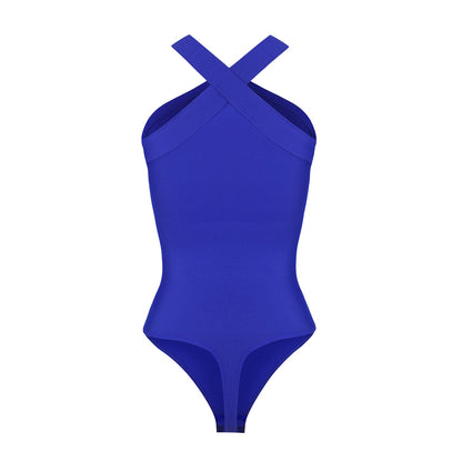 Crossover Halter Shapewear Bodysuit