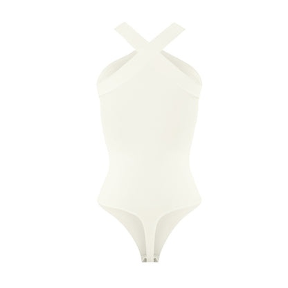 Crossover Halter Shapewear Bodysuit