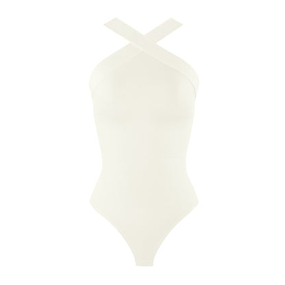 Crossover Halter Shapewear Bodysuit