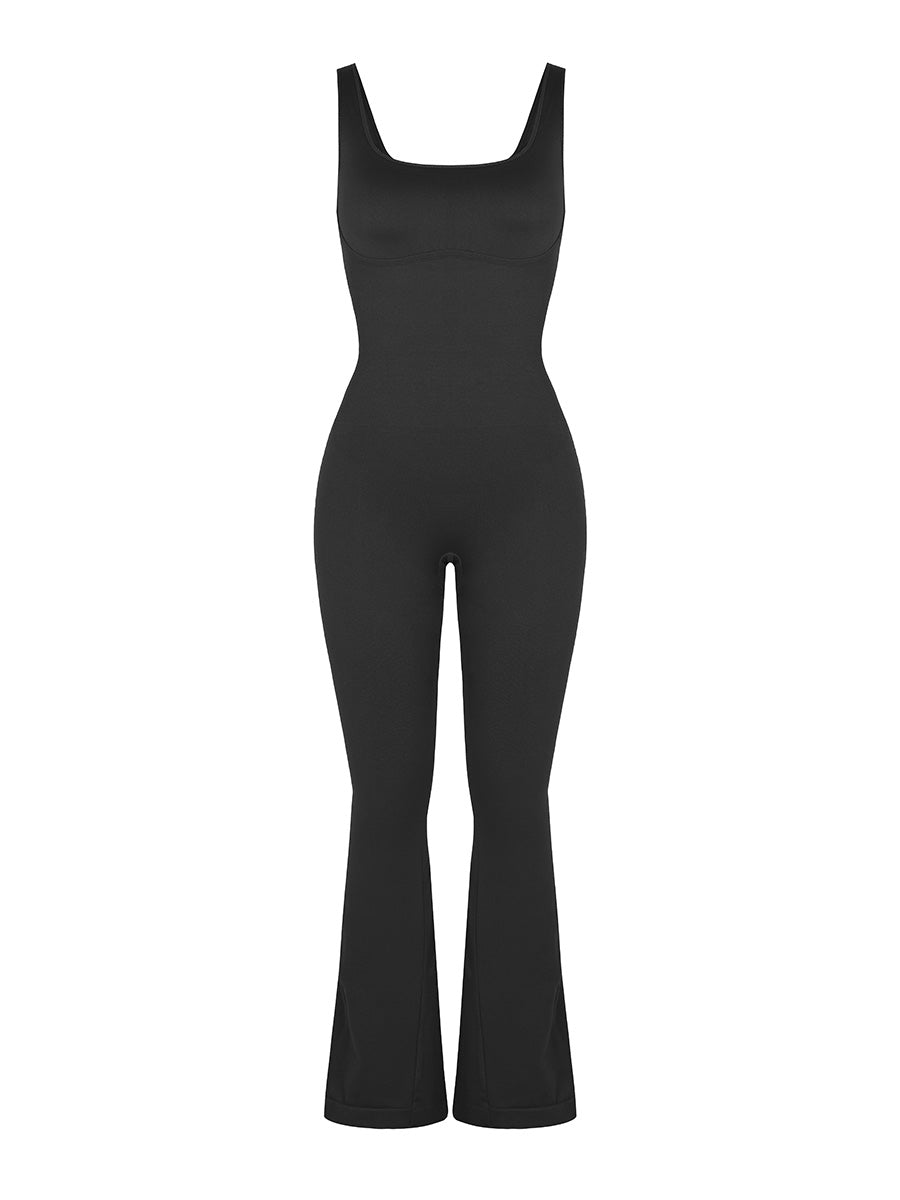 Square Neck U-Back Flared Jumpsuit