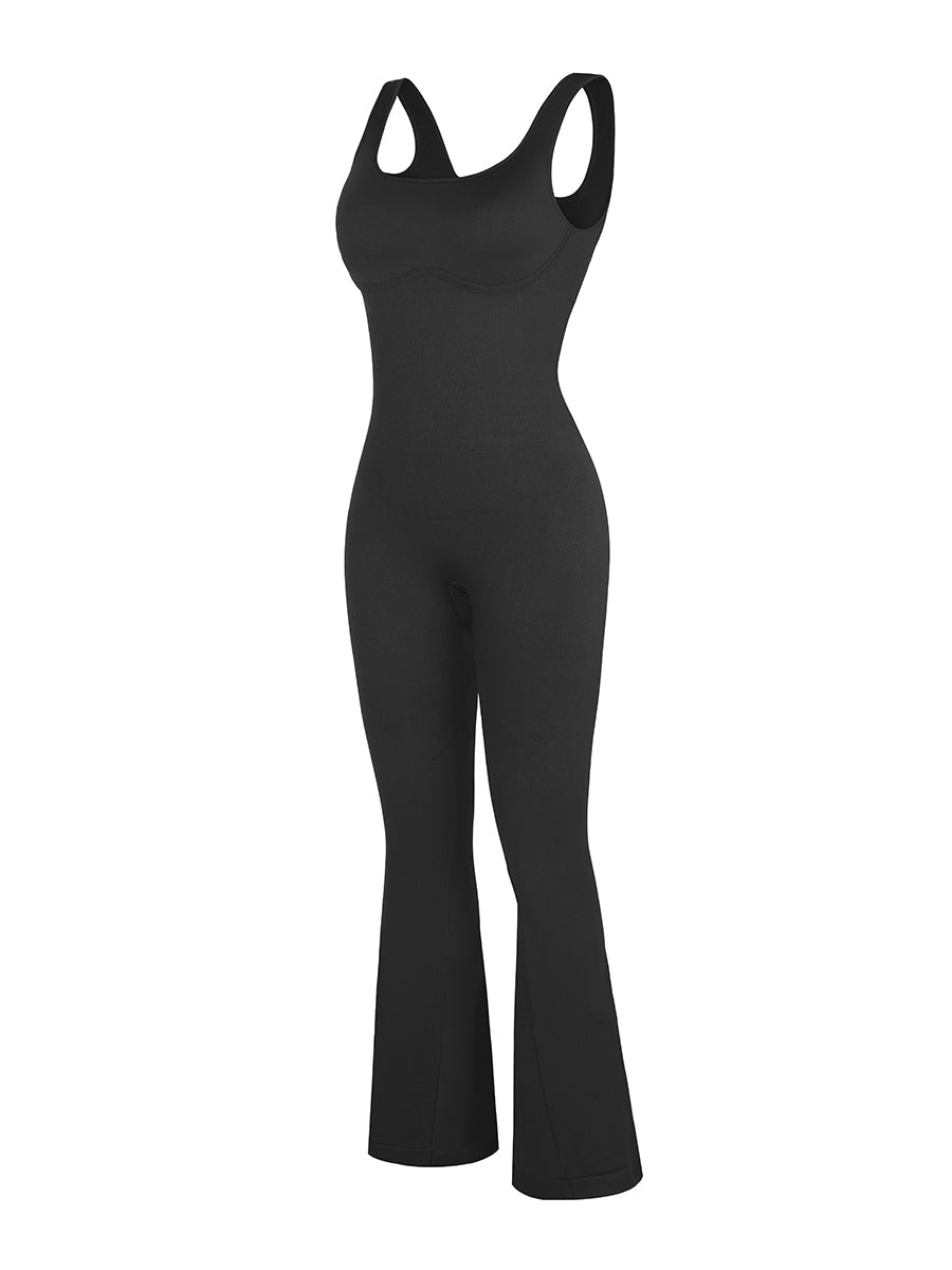 Square Neck U-Back Flared Jumpsuit