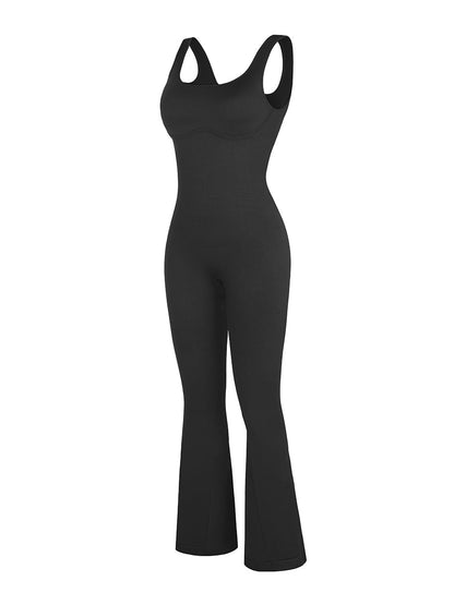 Square Neck U-Back Flared Jumpsuit