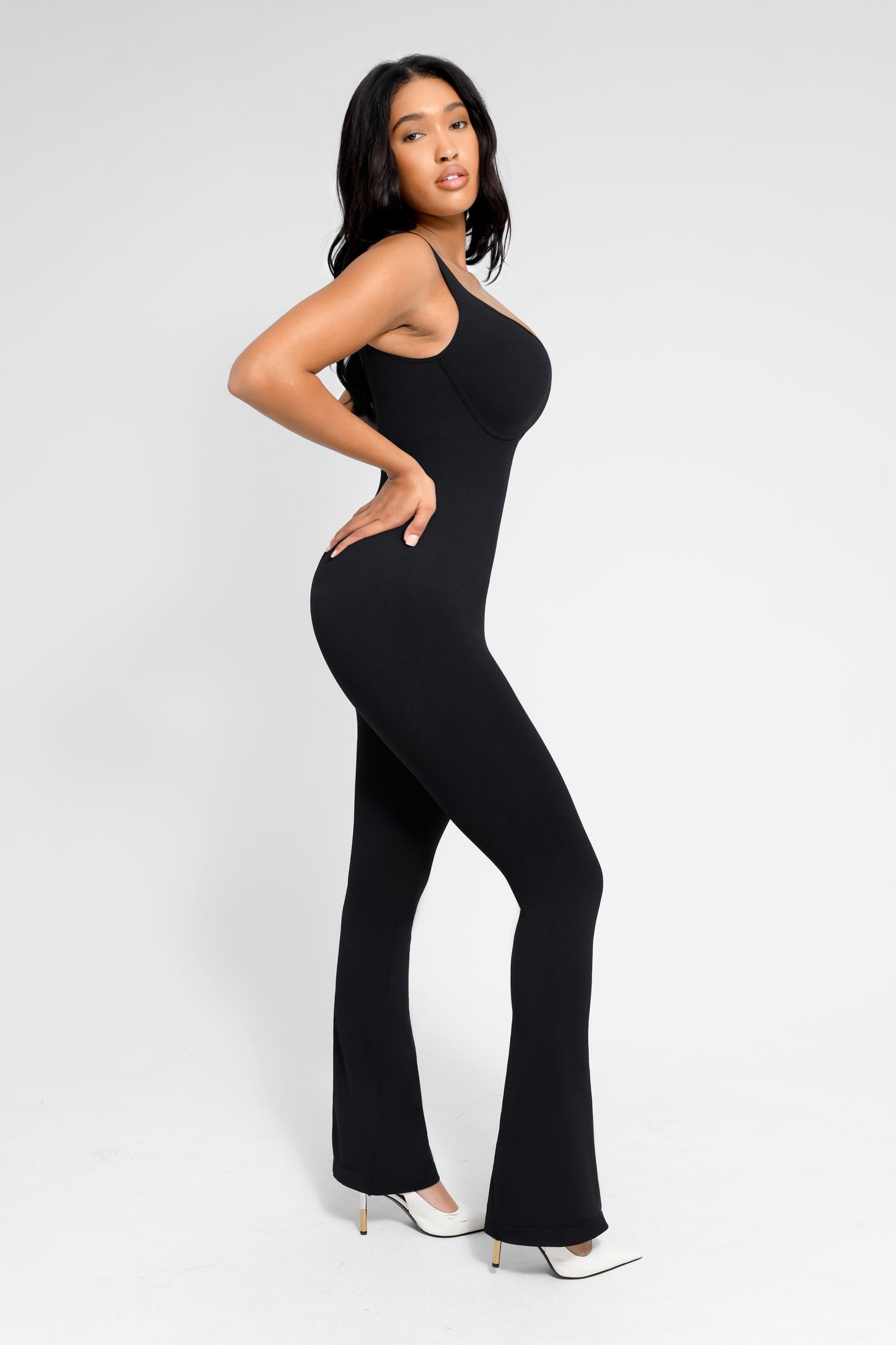 Square Neck U-Back Flared Jumpsuit