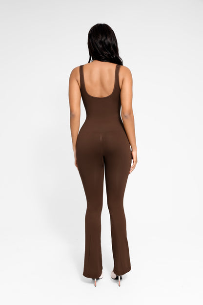 Square Neck U-Back Flared Jumpsuit