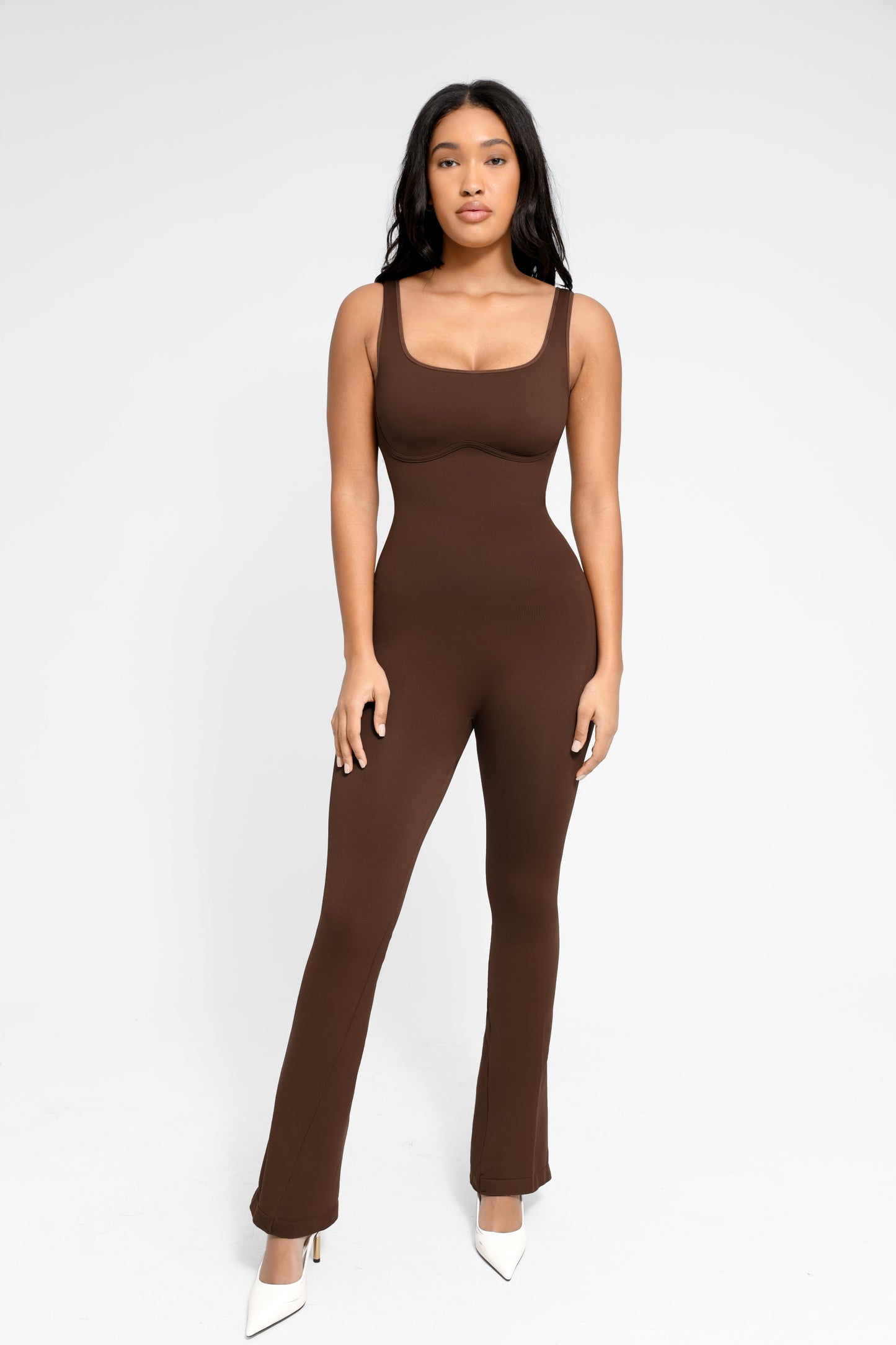 Square Neck U-Back Flared Jumpsuit