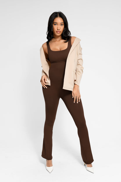 Square Neck U-Back Flared Jumpsuit