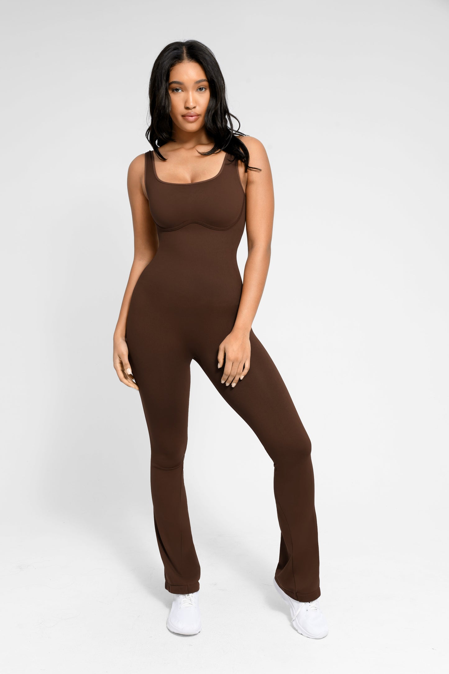 Square Neck U-Back Flared Jumpsuit