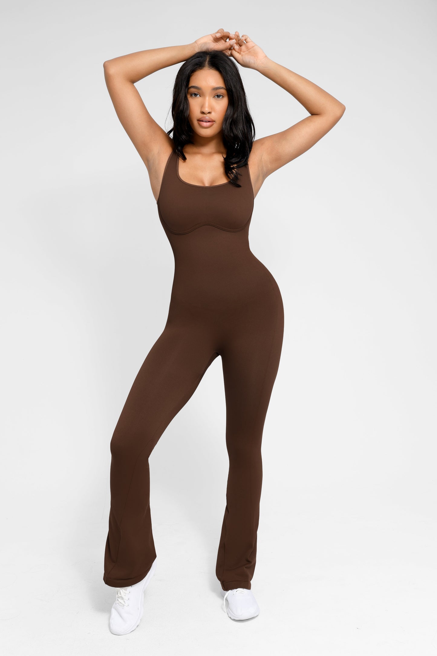 Square Neck U-Back Flared Jumpsuit