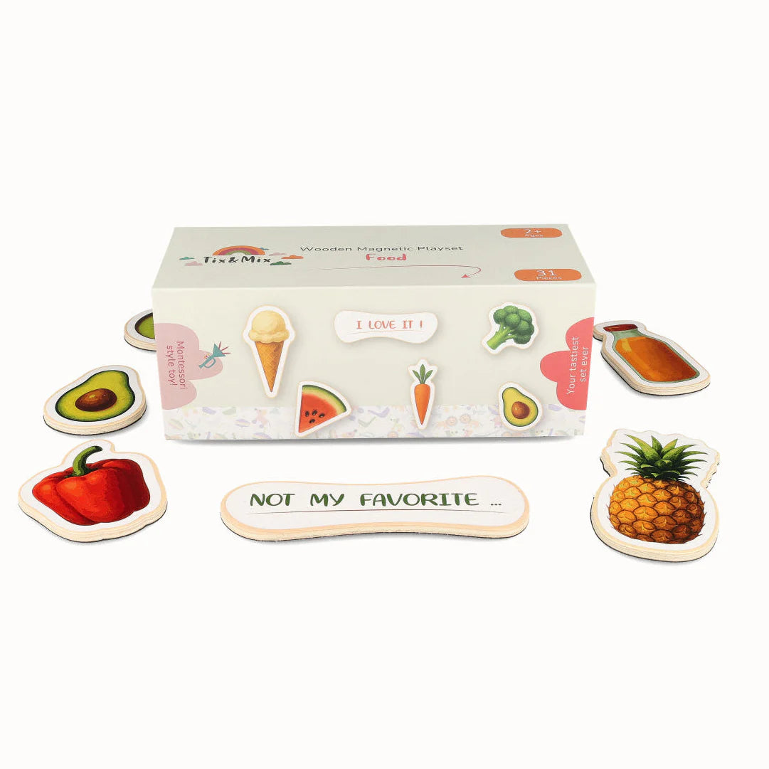 A product display of Tix&Mix magnetic food packaging box on a white background.