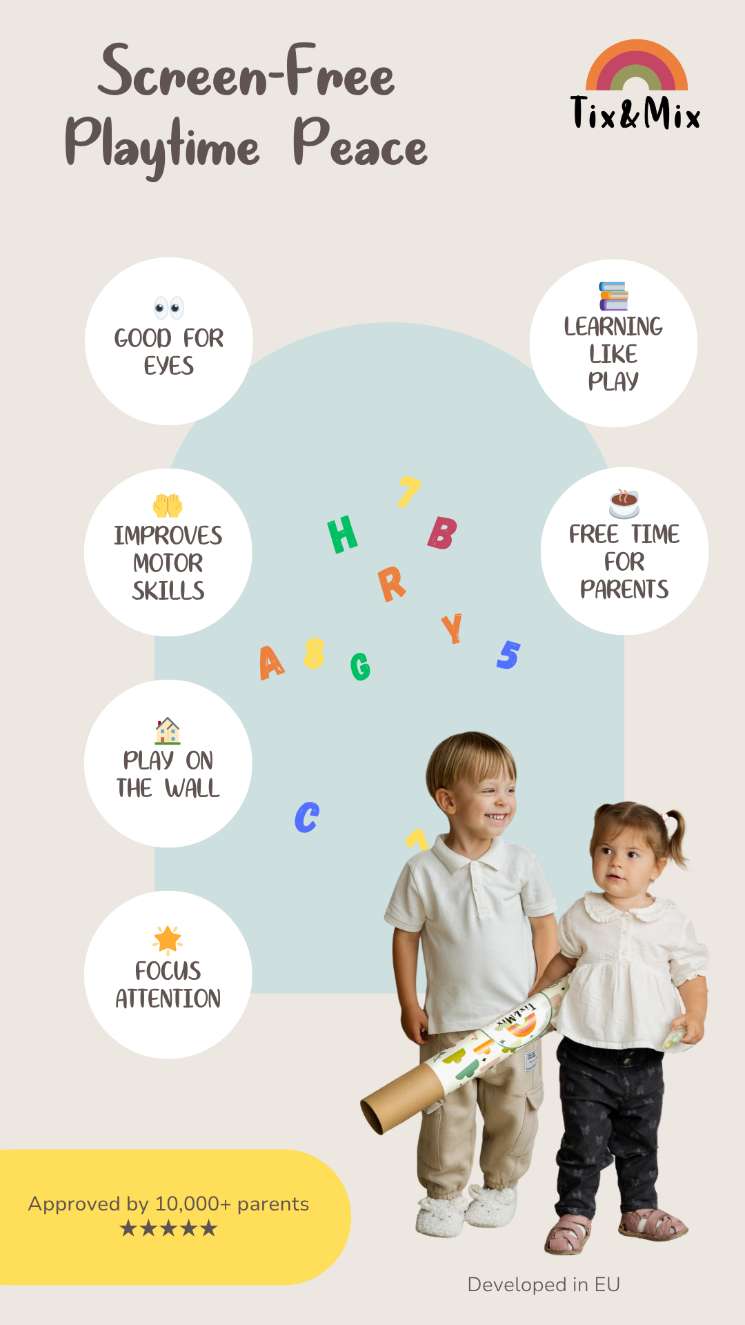 An infographic showcasing the benefits of magnetic wall decals to kids.