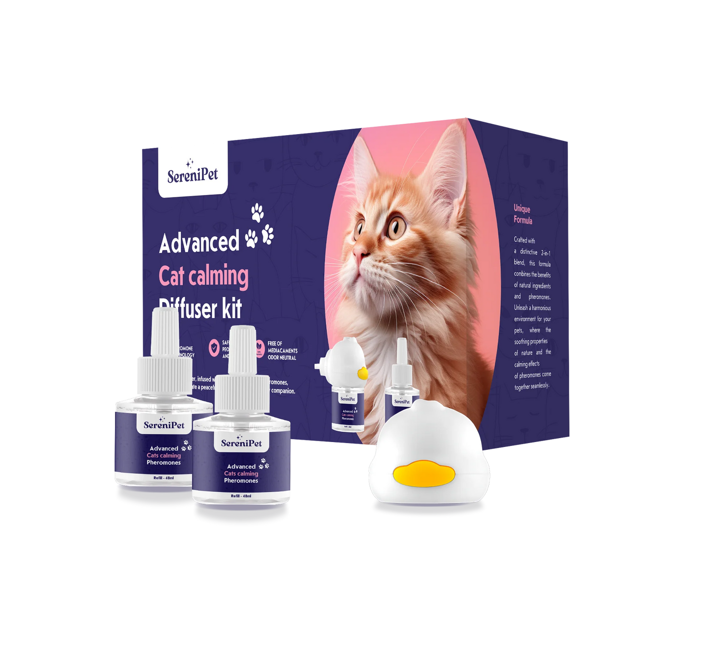 SereniPet™ - 1X Diffuseur + 2 Recharges - Phéromones apaisantes pour chat