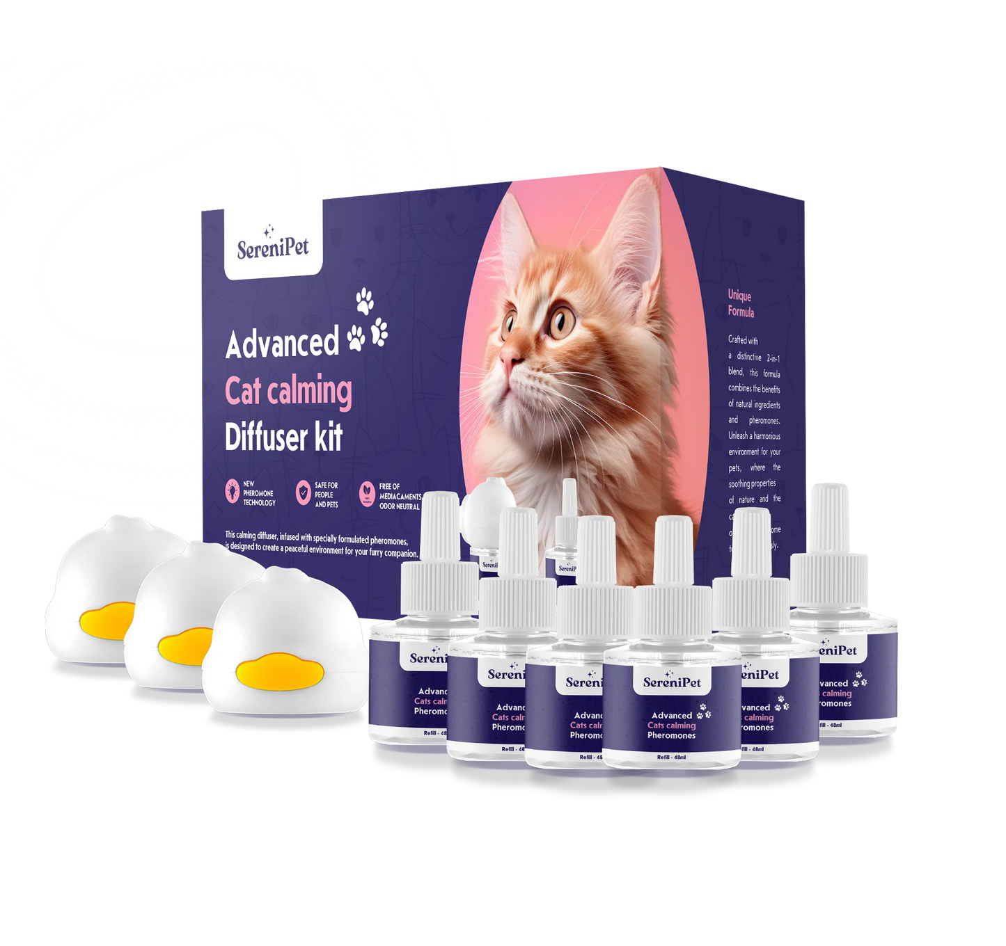 SereniPet™ - Diffuseur 3X + 6 Recharges - Phéromones apaisantes pour chat