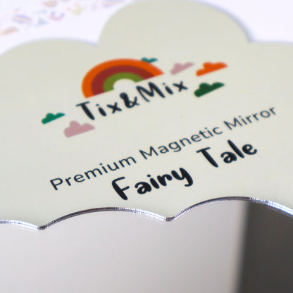 A closeup image of Tix&Mix premium magnetic mirror for kids.